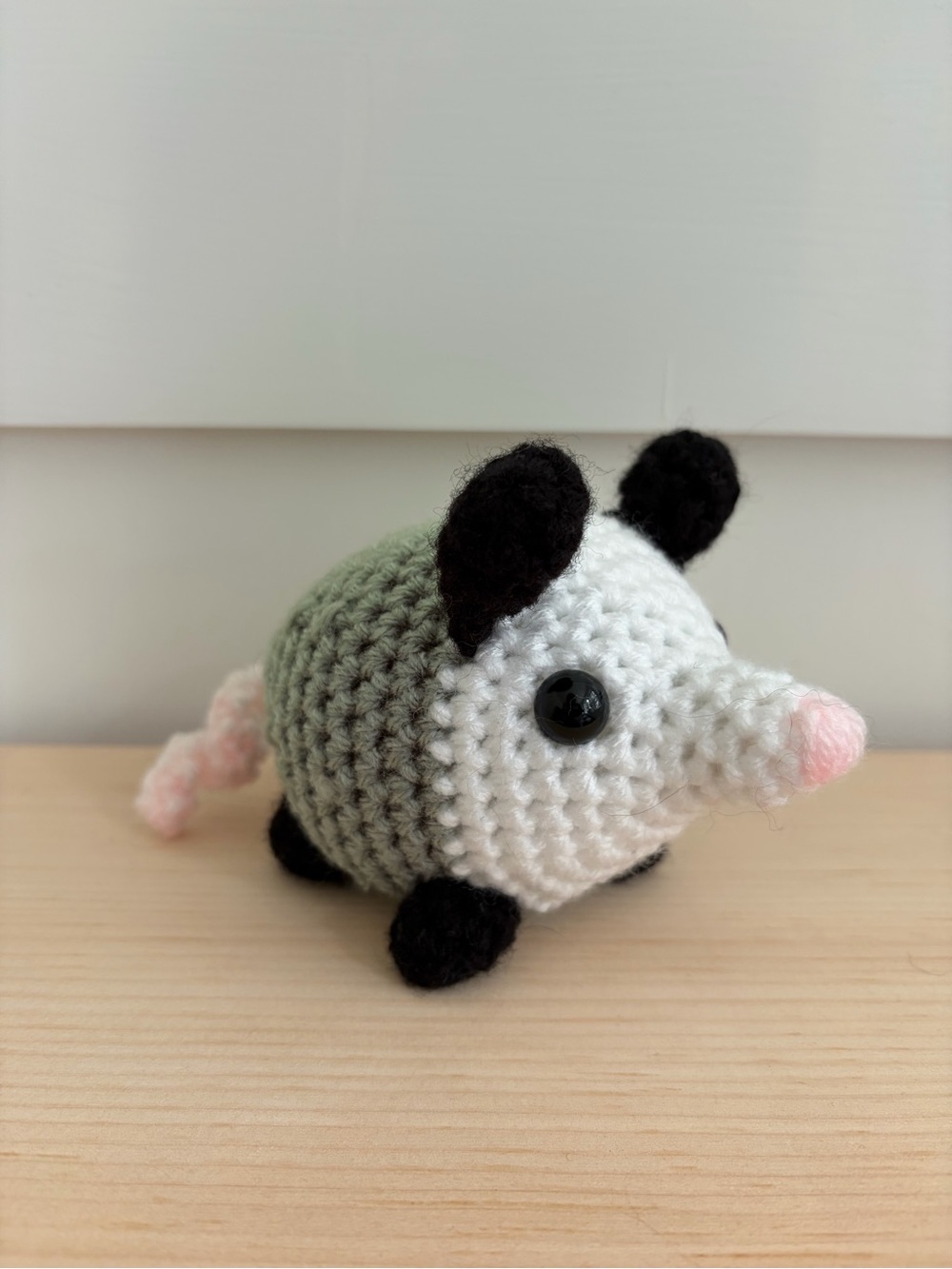 Crochet plush opossum